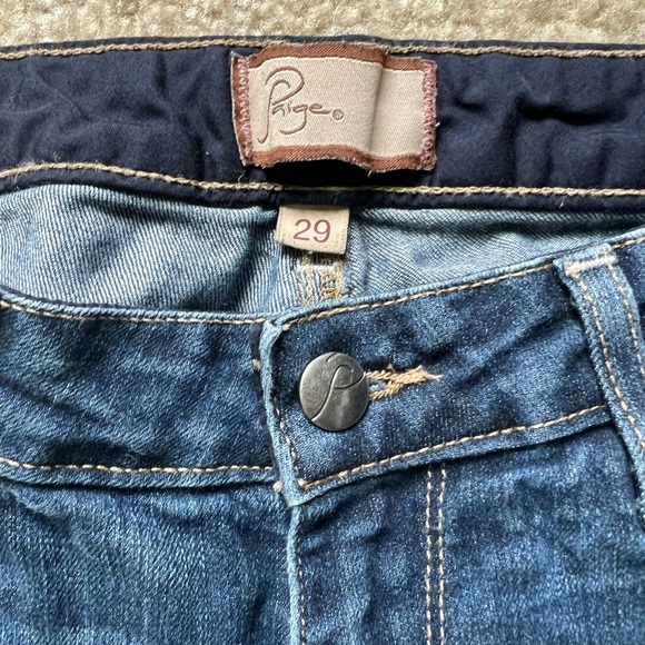 Paige size 29 inch waist low rise flare jeans has stretch - Canyon boot - Picture 3 of 9